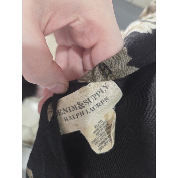 Rare Denim & Supply Ralph Lauren Dark Floral Puff Sleeve Wrap Dress ASO Sz XL - Picture 10 of 11